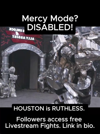 Mercy Mode DISABLED! Houston is RUTHLESS. Followers access free Livestream Fights. Link in bio. #robotics #gladiators #viral #fyp #irealsteelrealsteel #transformers #fight #fighters #gladiators