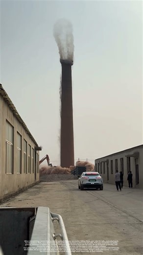 Demolishing a Brick Chimney with a Hydraulic Breaker Excavator | Controlled Demolition
