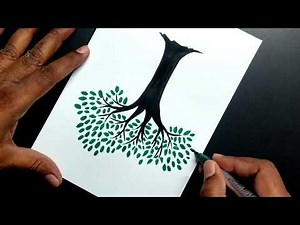 Neem tree drawing easy step by step || Very easy