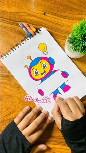 Very Easy Robot Drawing🤖😱☺️#drawing#shorts#oilpastel#painting#robot#art#kidsdrawing#viral#trending