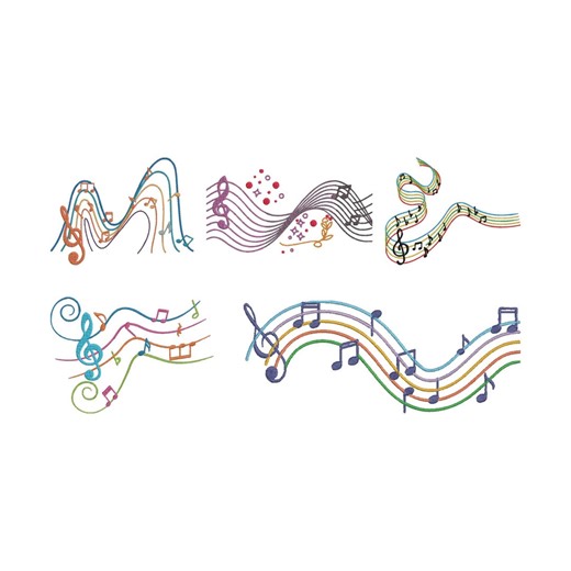 Music Notes Embroidery Design, Color Full Music Notes Machine Embroidery File, 6 Design, 5 Size, Instant Download - Etsy