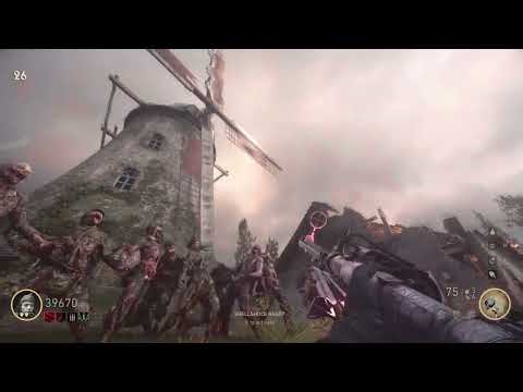 Goofing around with a weapon specialising in corpse launches in CoD WW2 Zombies.