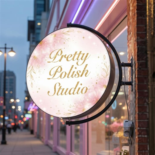 Custom Rotating LED Light Box Sign, Double Sided Acrylic Business Logo Sign, Light up Salon Logo Sign - Etsy