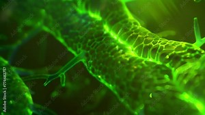 A closer view reveals the internal structures of the chloroplasts with thin branching vesicles interconnecting and creating a complex . AI generation.