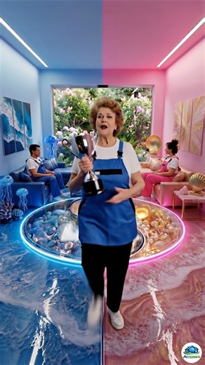Stunning Blue Vs Pink Yin Yang Epoxy Floor Reveal😱 #transformation #interiordesign #epoxyfloor #ai
