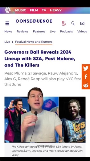The 2024 @govballnyc lineup is here featuring @The Killers, @Post Malone, and more 🙌 Who is your favorite artist on this lineup? #govball #govballnyc #festivals #governorsball2024 #concerts #sza #livemusic