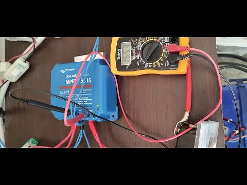 Solar charge controller BlueSolar MPPT 75/15 test at sunny day