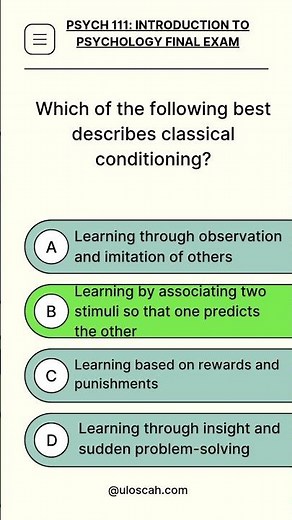 PSYCH 111 Introduction to Psychology Final Exam