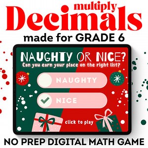 Multiplying Decimals Christmas Math Worksheet 6th Grade Puzzles Middle School