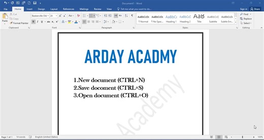 Casharkii 2aad ee Ms word * new document * save document * open document