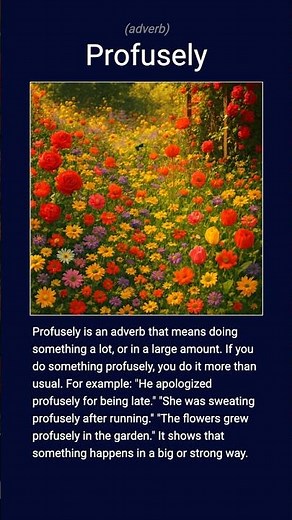 English word 'profusely' adverb C1