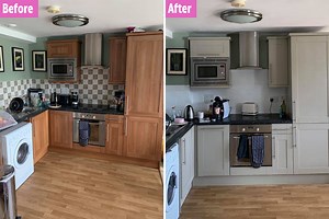 Mum gives daughter’s dated kitchen incredible makeover by painting everything