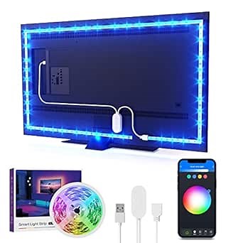 GHome Smart TV LED Backlight, 9.2ft WiFi Strip Light Works with Alexa & Google Assistant, App Control, Music Sync 16 Million RGB Color Changing Dimmable for 30-60in TV PC, Home Lighting Decor
