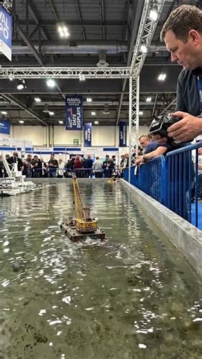 Crane Barge RC Boat at a Naval Technology Expo