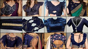 16 reactions | Navy blue blouse designs back/navy blue colour blouse design new/blousehanddesigns blouseneckdesigns | Beautiful Trends | Facebook