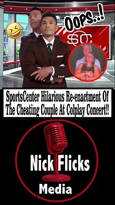 SportsCenter Hilarious Re-enactment Of The Cheating Couple At Coldplay Concert! ______________________ Two anchors for ESPN's SportsCenter, Gary Striewski and Randy Scott, got in on the fun Friday morning, with the duo reenacting the "Coldplay-gate" video on live television. As the camera focused on Scott with his arms around Striewski’s waist with the duo swaying awkwardly like a couple of high school sophomores, the pair of ESPN anchors quickly scrambled and hid for cover. “Uh, it’s time to Ki