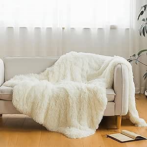Tie Dye Blue Plush Throw Blanket – 50x60 Inch Soft & Cozy Fluffy Blanket, Fuzzy Shaggy Couch Bed Cover for Living Room, Bedroom Decor – Gift for Women, Men, Him & Her
