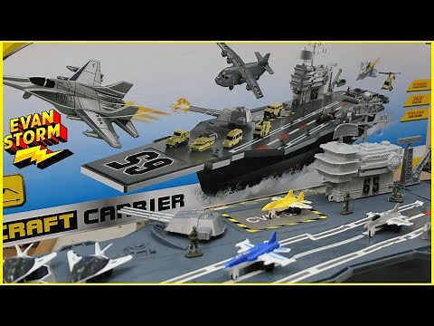 Navy Aircraft Carrier Unboxing and Pretend Play Battle VS Monsters