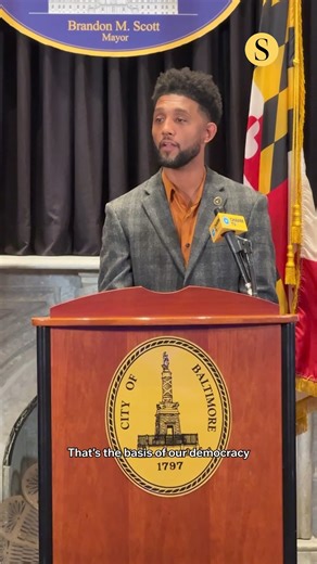 Mayor Brandon Scott talks about redistricting in Maryland and the "existential threat to American democracy" of the Trump administration. 🎥: Surya Vaidy, @baltimoresun | The Baltimore Sun