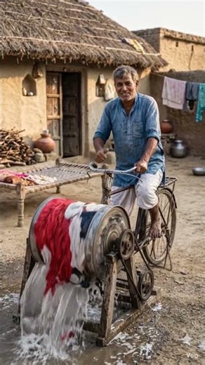 ड्रम और साइकिल से बना देसी Washing Machine 😱 | बिना बिजली कपड़े धुलेंगे! #shorts