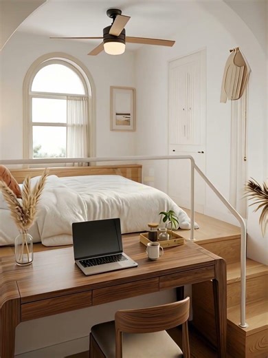 Beautiful Small Bedroom Layout with Platform Bed