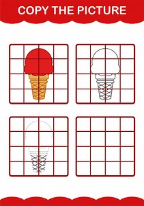 Copy the picture with Ice Cream. Worksheet for kids