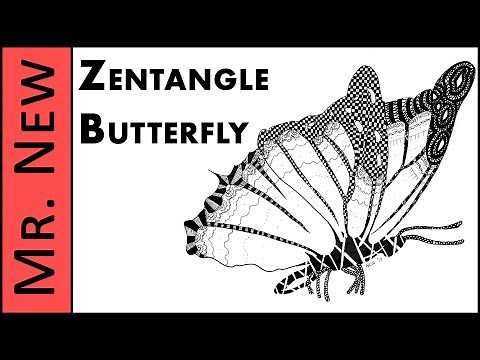 Butterfly Zentangle - How to Doodle on a Realistic Sketch (Re-Upload)