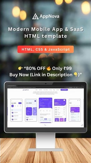🔥 Mobile App & SaaS Landing Page HTML Template 🚀 (Only ₹99) #html #css #mobileapp #webdevelopment