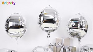 6Pcs Silver Round Foil Balloons,Giant 4D Round Ball Balloons,22 Inch Metallic Silver Balloon for New Years Birthday Wedding Prom Graduation Party Decorations