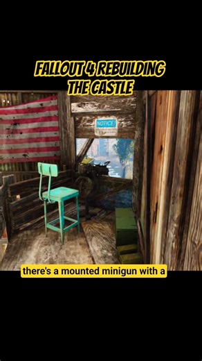 🏰 Need ideas for custom defenses at your Castle build? Try a mounted minigun! 💪#fallout4 #thecastle
