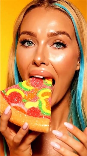 Colorful Gummy Pizza 🍕✨ | ASMR Eating #asmr #food