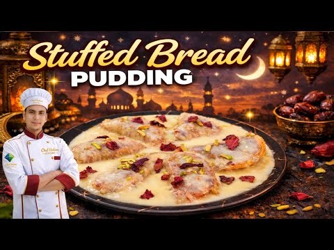 arabic pudding recipe /arabic stuffed bread pudding /dessert /ramazan