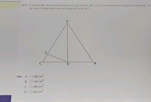 the areat of tratigle ADE if area of triangle DEC. is 36 cm2 ?... | Filo