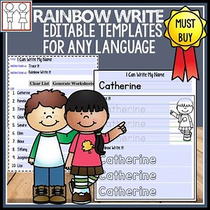 Rainbow Write Template Editable Worksheets