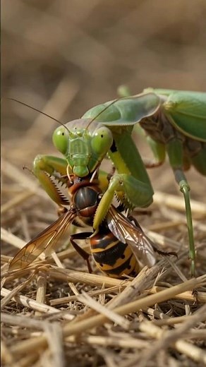 When the Hunter Becomes the Prey! 😱 Mantis vs Hornet #mantis #hornet