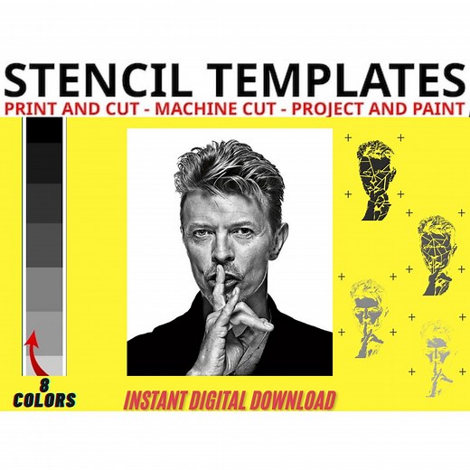 David Bowie Multilayer Stencil Templates: 8 Layer PNG Files for Cricut & Spray Paint Art - Etsy UK