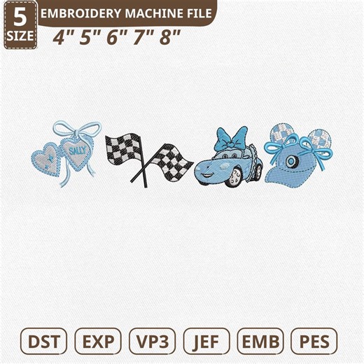 Coquette Disney Cars Sally Machine Embroidery File, Disneyland Girl Trip Design (instant Download) - Etsy