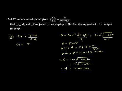 Numerical 2: Determine tr, tp, Mp, ts(2nd Order Control System)