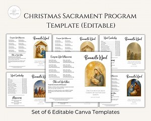 LDS Christmas Sacrament Meeting Program Template, Editable Canva Download, Printable Church Program, Nativity Art With 6 Designs Instant PDF - Etsy