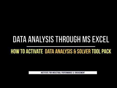 How to activate data analysis & solver tool pack in MS Excel