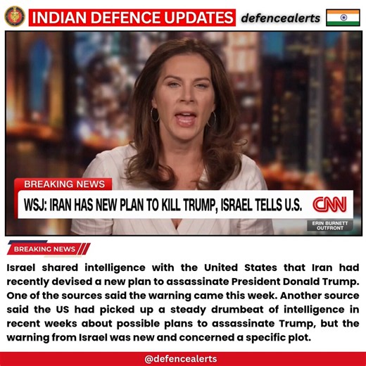 🛑#Israel shared intelligence with the #UnitedStates that #Iran had recently devised a new plan to assassinate President Donald Trump. One of the sources said the warning came this week. Another source said the US had picked up a steady drumbeat of intelligence in recent weeks about possible plans to assassinate Trump, but the warning from Israel was new and concerned a specific plot.