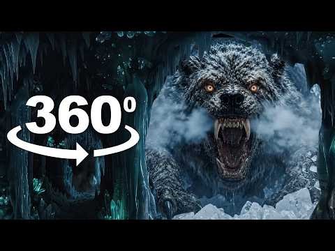 VR 360 Frozen Giant Wolf Awakes Horror POV
