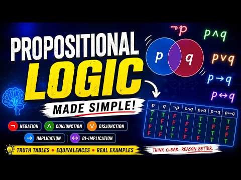 Propositional Logic Explained Simply | Truth Tables, Logical Connectives & Examples