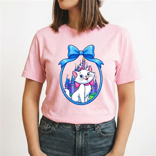 Cute Marie Cat Shirt, Magical Castle Bow Tee, Girly Paris Kitten Shirt for Vacation Gift - Etsy
