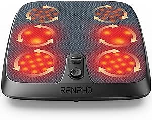 RENPHO Electric Shiatsu Foot Massager Machine with Heat, Gifts for Women, Deep Kneading Foot Massager for Neuropathy & Plantar Fasciitis, Heated Foot Warmer, Quietly Used Under Desk as Ottoman