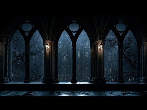 4K Hogwarts Rainy Window View - Harry Potter Ambience, Distant Thunder Sounds for Focus and Sleep