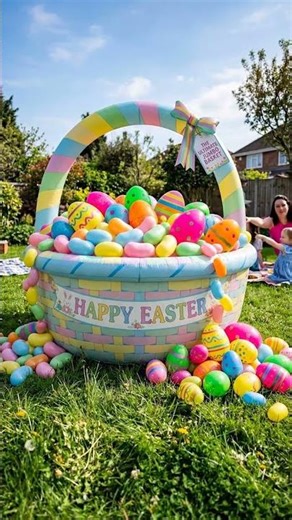 Giant Inflatable Easter Basket: Ultimate Backyard Decor!