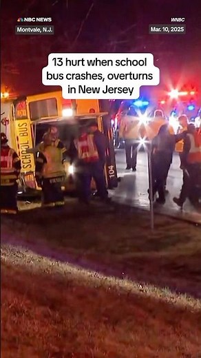 13 hurt when school bus crashes, overturns in New Jersey