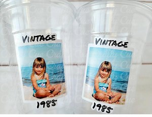 Custom Photo Cups 16oz | Personalized Plastic Party Cups With Text & Picture | Face Cups Birthday Favors | Vintage Year Est Cups Decorations - Etsy