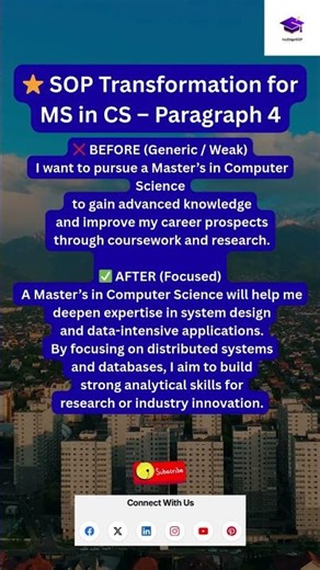 ⭐ Statement of Purpose Transformation for MS in CS – Paragraph 4 #SOPTips #StudyAbroad